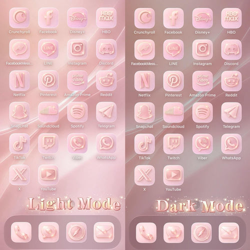 Pink Champange Blush Luxurious iOS Socials & Streaming Apps Icon Pack,Valentine's Day Theme Pt2