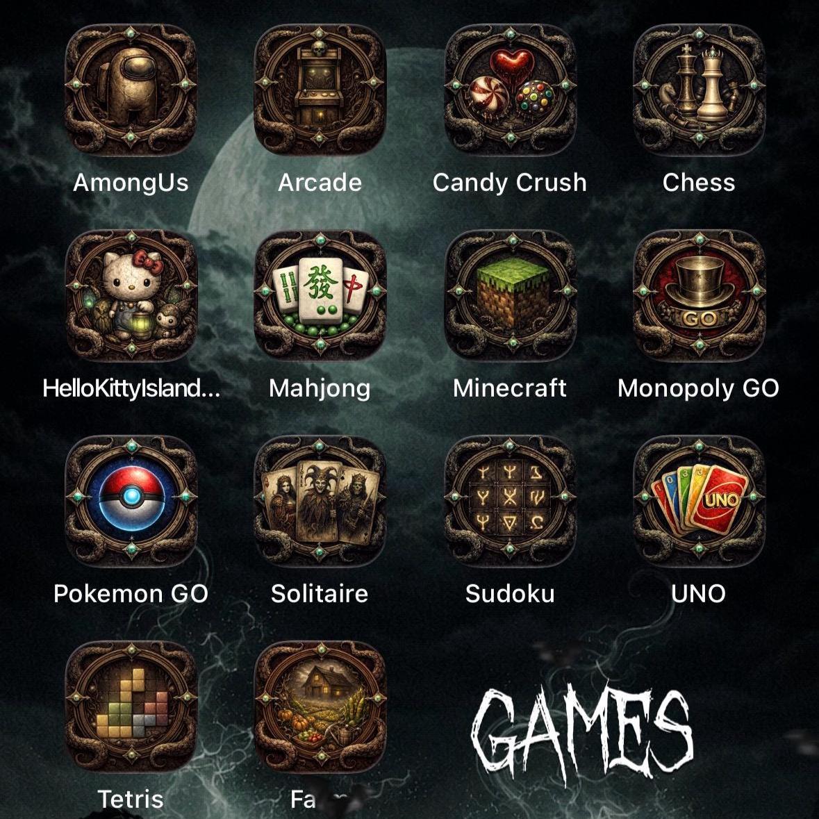 Eldritch Dark Fantasy iOS Icon Pack, Eldritch Tide Wallpaper Theme