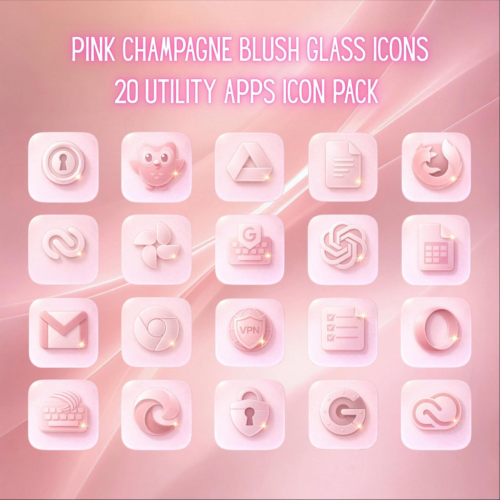 Pink Champange Blush Luxurious iOS Utility Apps Icon Pack, Valentine's Day Theme Pt4