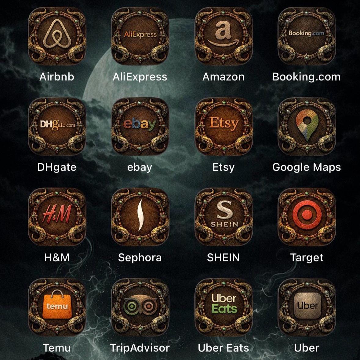Eldritch Dark Fantasy iOS Icon Pack, Eldritch Tide Wallpaper Theme