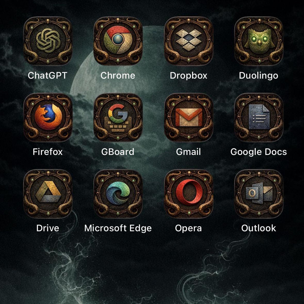Eldritch Dark Fantasy iOS Icon Pack, Eldritch Tide Wallpaper Theme
