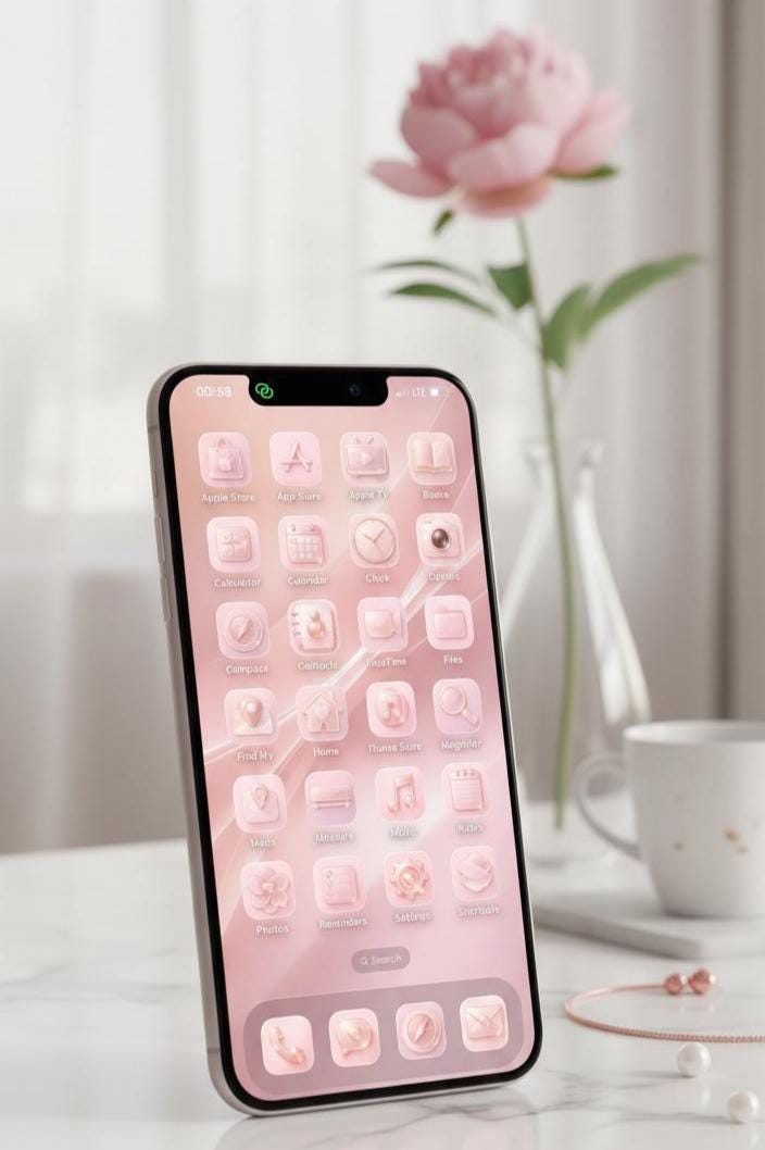Pink Champange Blush Luxurious iOS Finance & Crypto Apps Icon Pack, Valentine's Day Theme Pt3
